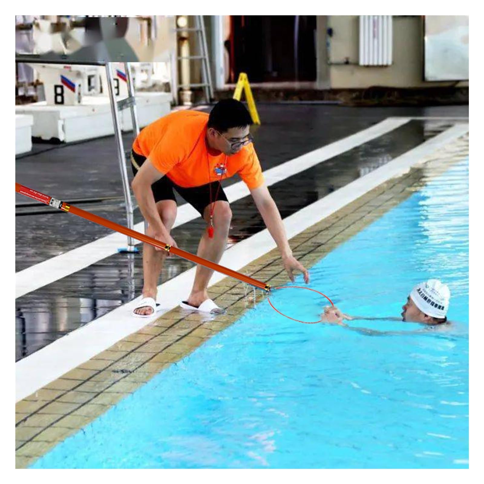 PéRtiga De Rescate AcuáTico Varilla De Piscina Profesional De 6,5 M, Varilla De Rescate Especial para Clubes De Natación para Ayudar A Nadadores Que Luchan O Se Ahogan