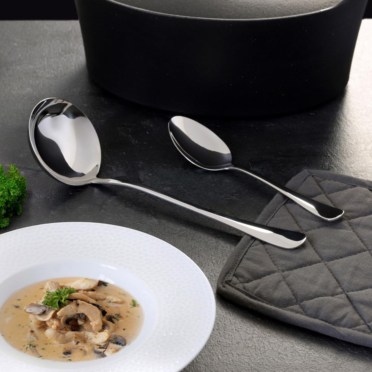 COUZON - Ménagère 75 couverts de table pour 12 personnes - Clipper - Acier inoxydable 18/10, Finition Miroir, Epaisseur 2.5 mm - Inox