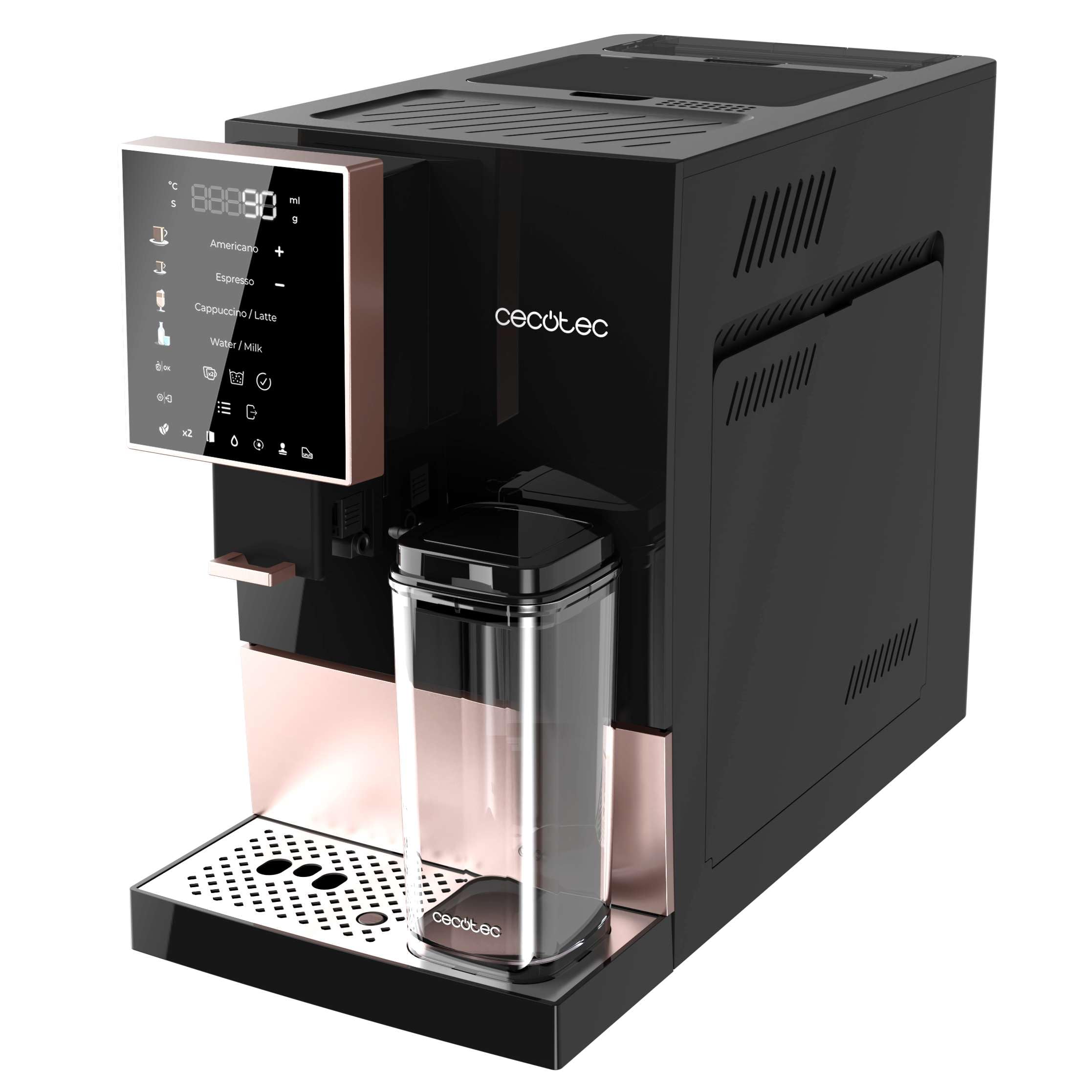 Cecotec Macchina da Caffè Superautomatica Cremmaet Compactccino Black Rose. 1450W, Superautomatica, 19 Bar, Thermoblock, Serbatoio Caffè 150g, Serbatoio Acqua 1,1L, Pulizia Automatica