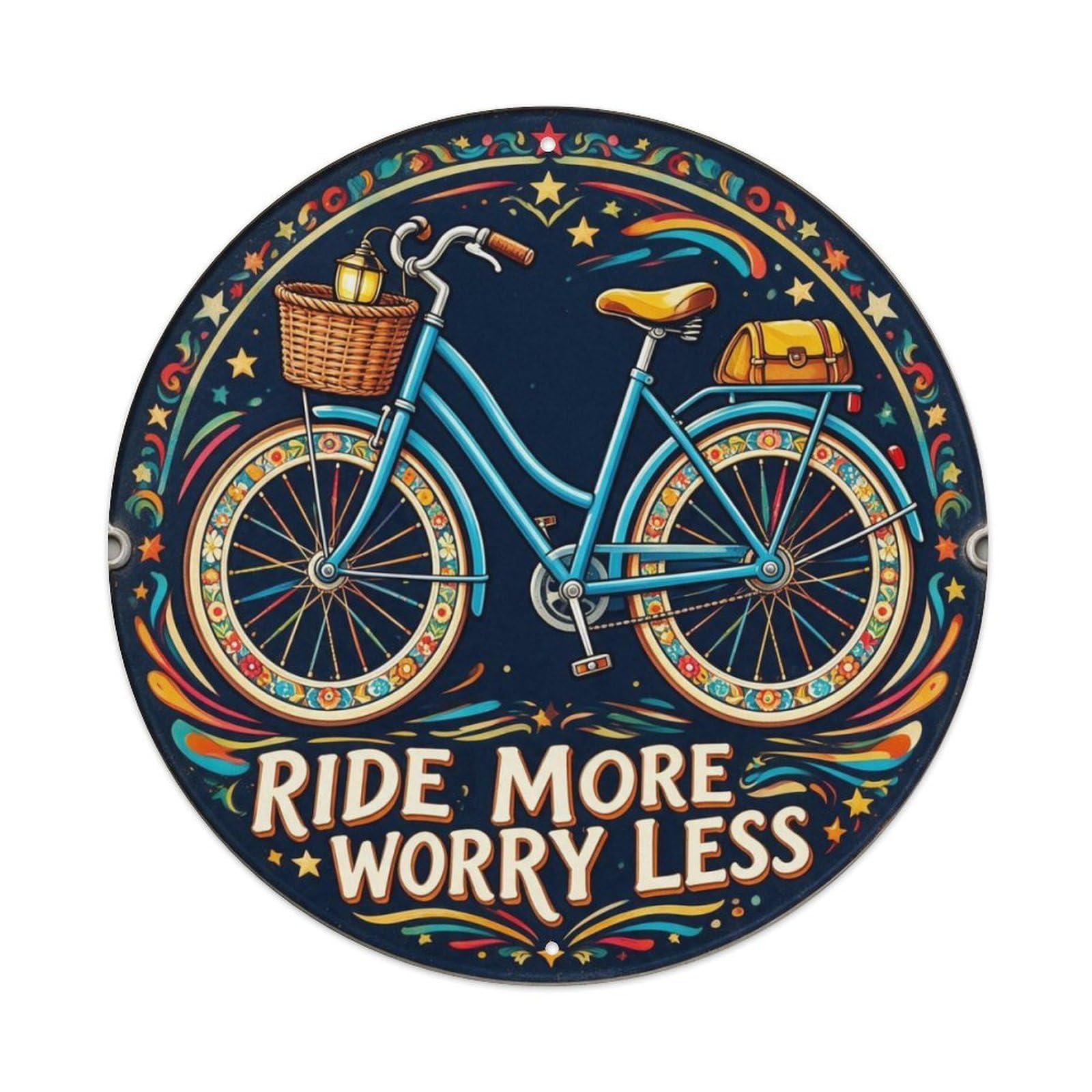 Ride More Worry Less Metal Tin Sign Plaque