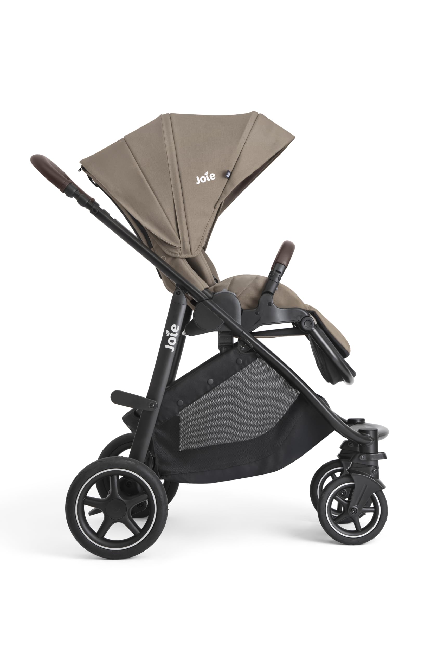 JOIE – VERSATRAX – Poussette naissance à 22 kg – Assise Réversible – Pliage 1 main – Roues Anti-Crevaison – Compatible Coque, nacelle – Habillage pluie, adaptateurs et porte-gobelet inclus – Cashew