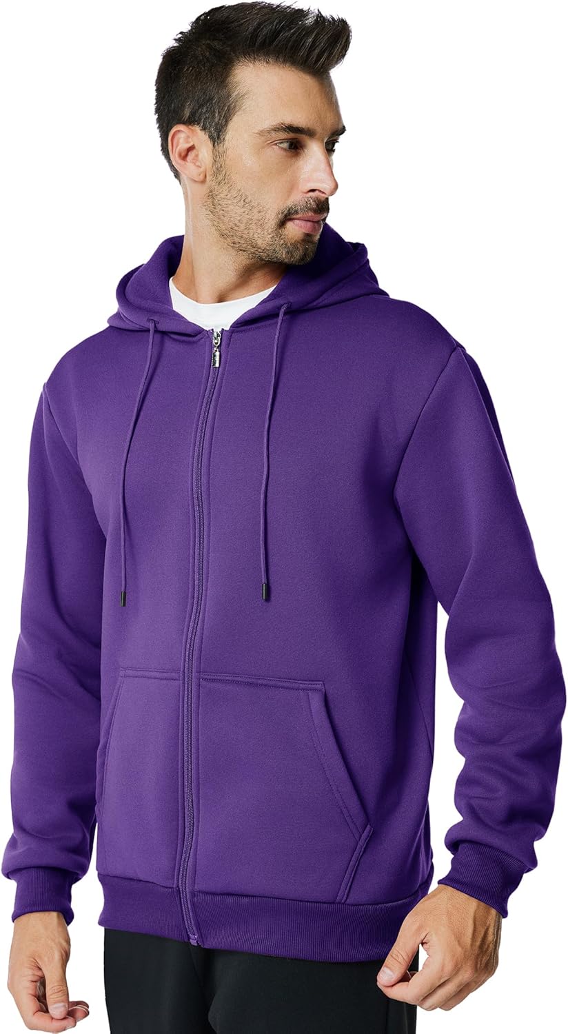 Mens Zip Up Hoodie Long Sleeve Fleece Casual Hooded Sweatshirts Athletic Full Zip Jacket with Pockets - Image 4