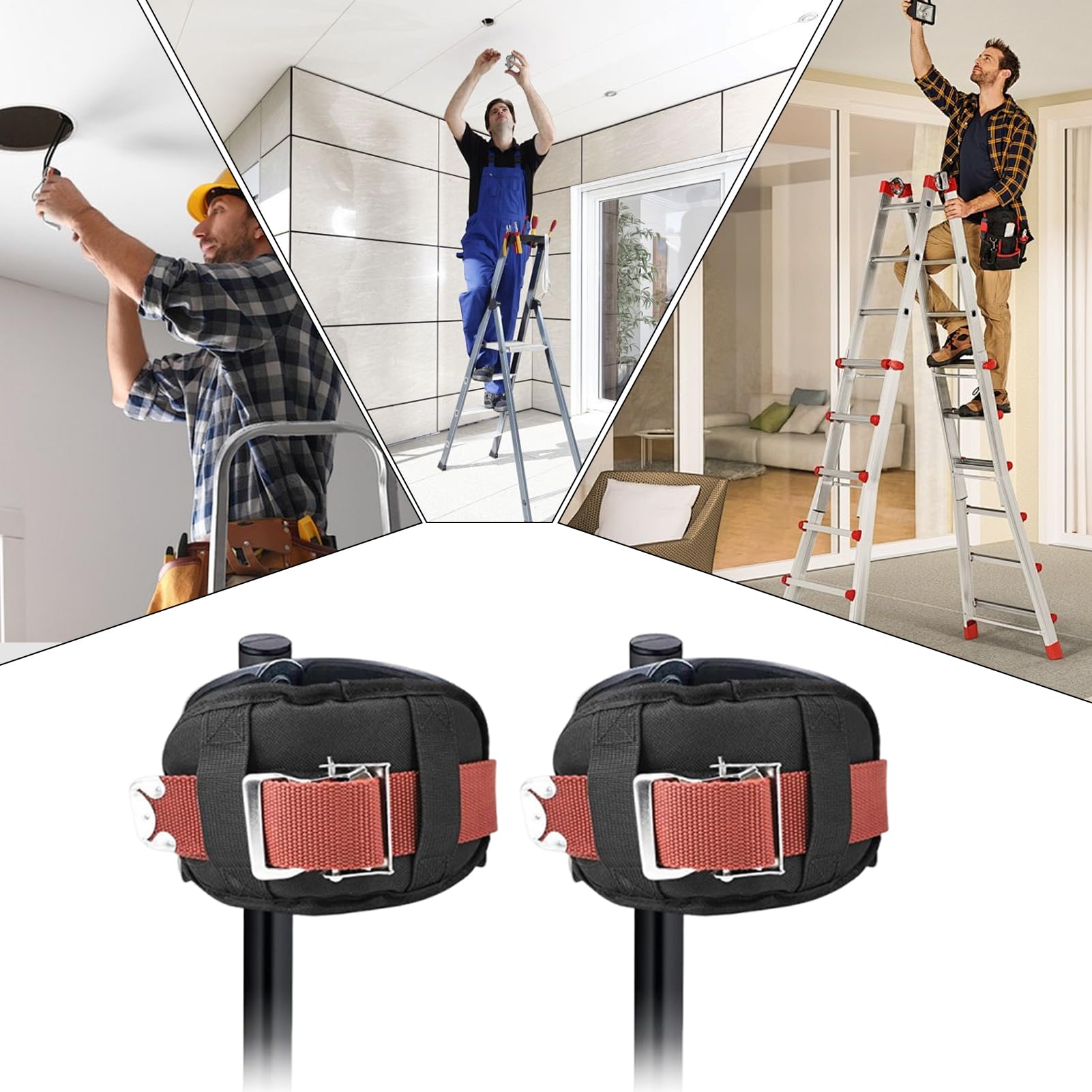 Almohadillas Repuestos Zancos | Arneses Protectores Para Piernas De Zancos De Yesero,Equipo De Seguridad Ajustable De Nylon Para Construcción, Pintura, Decoración Del Hogar Y Enyesado