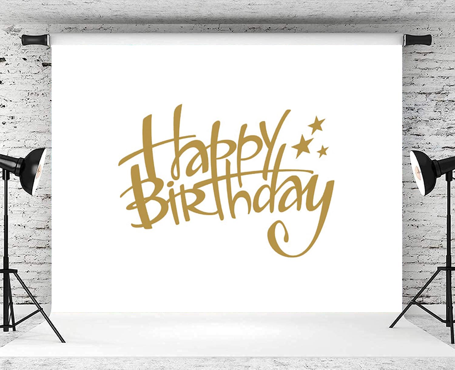 Telón de Fondo de Cumpleaños 3.6x2.5m, Oro Feliz Cumpleaños Firmar DIY Fotografía Fondo Niña Mujeres 1 2 3 30 años Cumpleaños Fiesta Mesa de Tartas Decoraciones Banner Estudio Accesorios