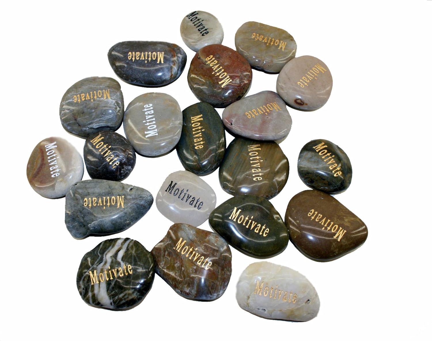 OEN Wholesale Inspirational Word River Stones Etched Bulk Lot 40pcs Big Stones Wisdom