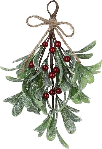 Asodomo 4 piezas de muérdago artificial para decoración de muérdago de Navidad con bayas rojas púas de muérdago sintético para decoración del hogar