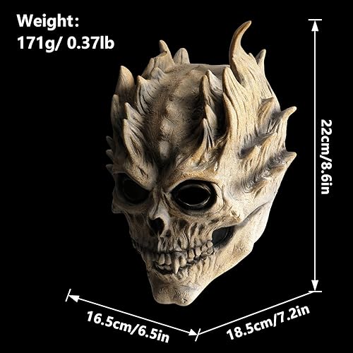 Miniatura 4 de Máscara de calavera de Halloween, máscara de esqueleto de cabeza completa, máscara de calavera demoníaca, casco de látex aterrador, accesorios de