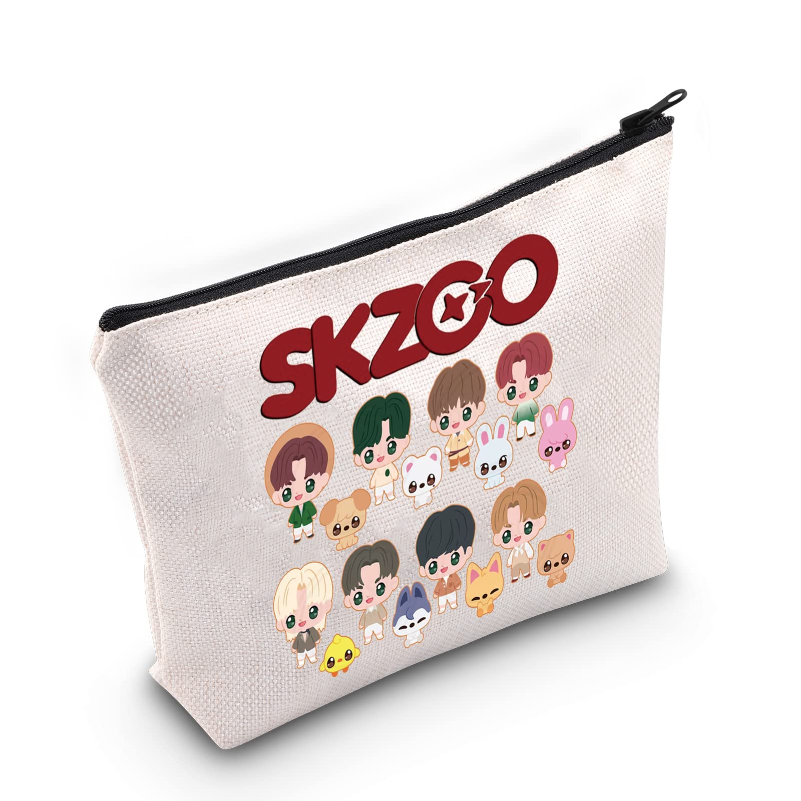BWWKTOP K-Pop Cosmetic Makeup Bag K-Pop Band Fans Gifts Korean Boy Band Zipper Pouch For K-Pop Fans (zoo), Skzoo, Fit