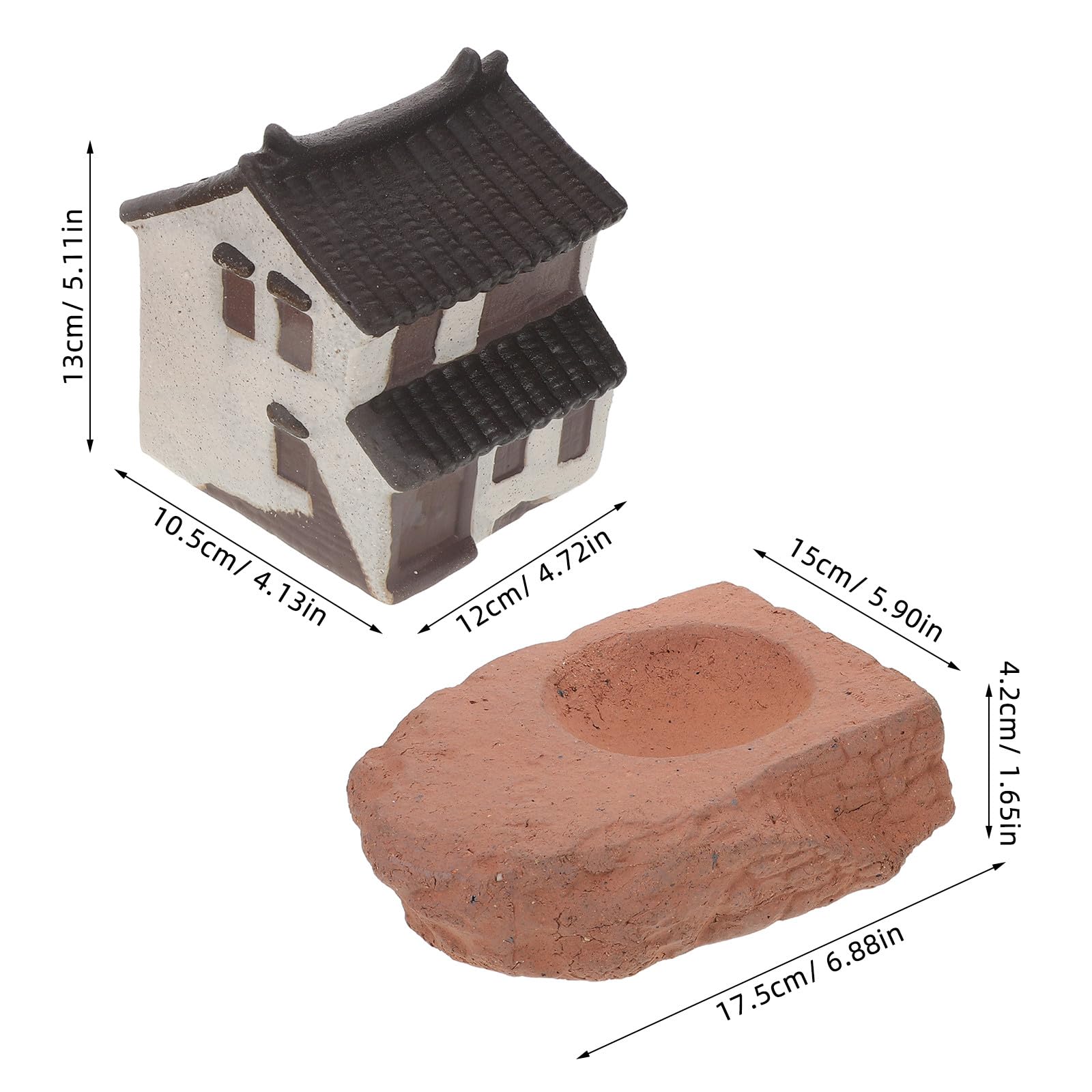 KOMBIUDA Miniaturowa wioska z ozdobami w kształcie domu, miniaturowa chińska architektura starożytna do mikrokrajobrazów, terrarium, akcesoria do akwarium i ogród wróżek