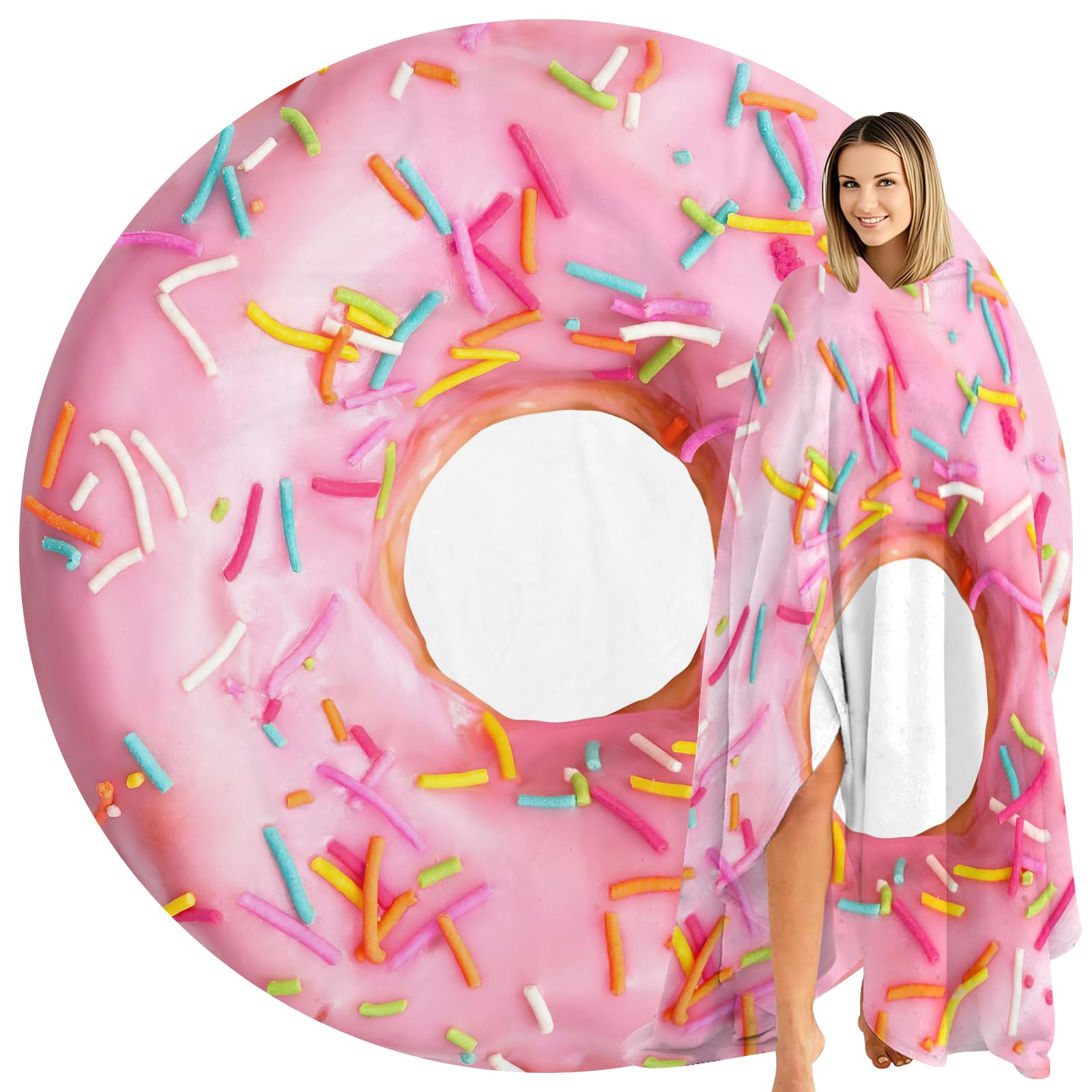 Abaysto Donuts Blanket for Girls Cute Pink Donuts Throw Blanket Novelty Realistic Food Blankets for Couch, Sofa for Kids Child Donuts Gifts 180CM