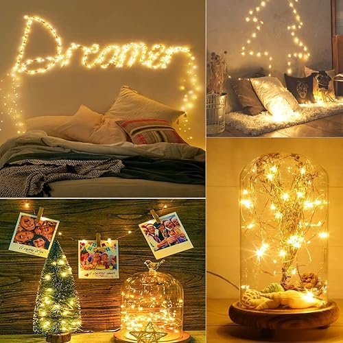 Miniatura 7 de ANGSKALSA Guirnalda de luces con pilas, 20 luces LED de 7 pies con temporizador, luces parpadeantes para interiores para decoración del hogar,