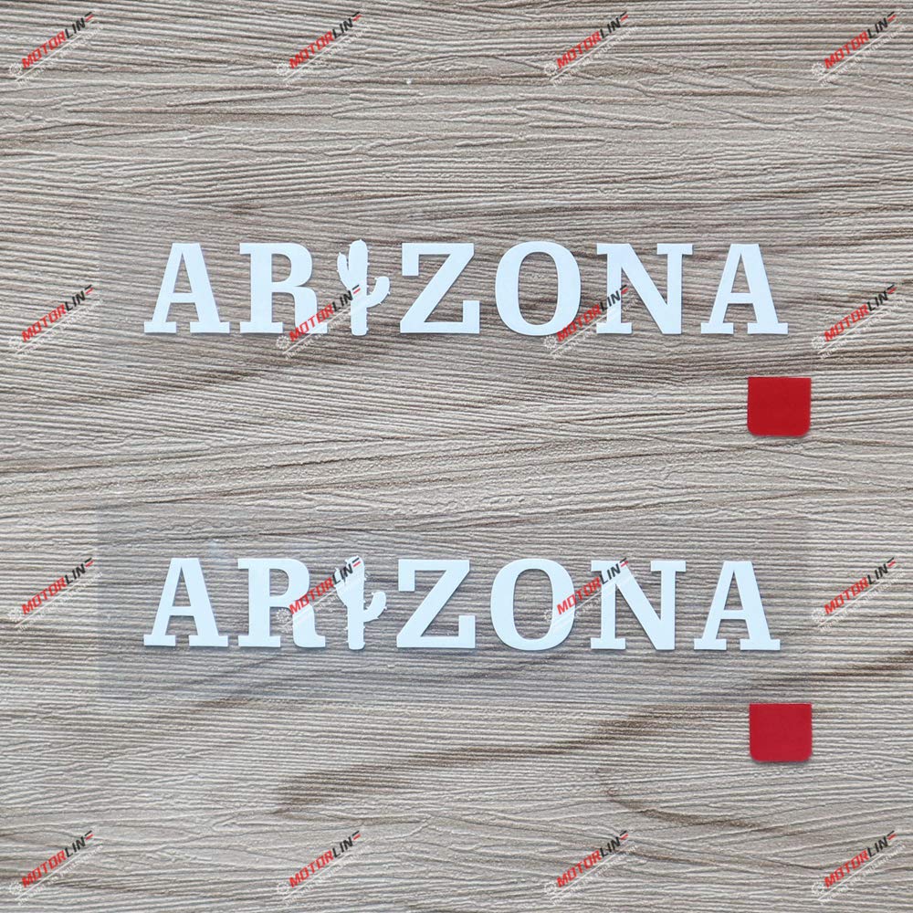 2X White 4 Inches Arizona State Word Cactus Decal Vinyl Sticker Car Laptop Window