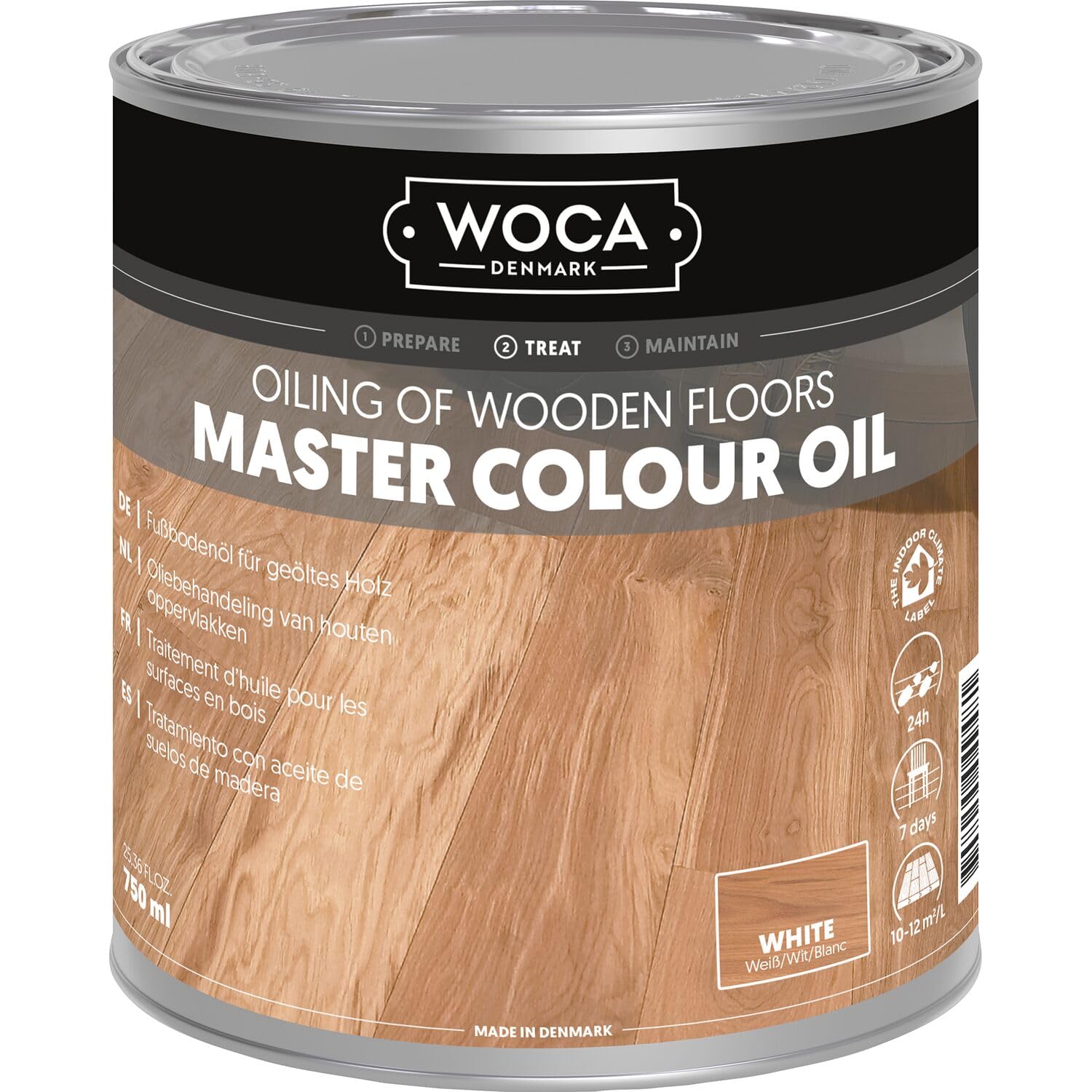 WOCA 522507AA Meister Colour Oil, White, 0.75 litres, Black
