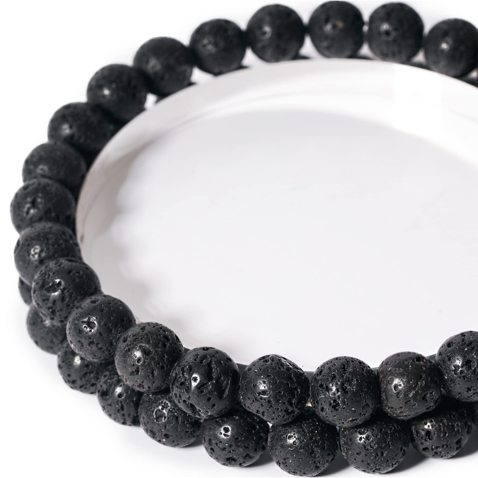 Natural Black Lava Stone Round Beads 8mm 45Pcs for DIY Jewelry Making