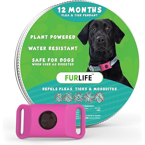 FurLife Pink Dog Tag, Flea and Tick Prevention for Dogs - Waterproof Pendant for Collar, Safe for All Breeds