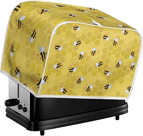 Miniatura 6 de Coldinair Honey Bee - Cubierta de tostadora amarilla de 4 rebanadas, cubierta de polvo para electrodomésticos de cocina, protección contra el polvo