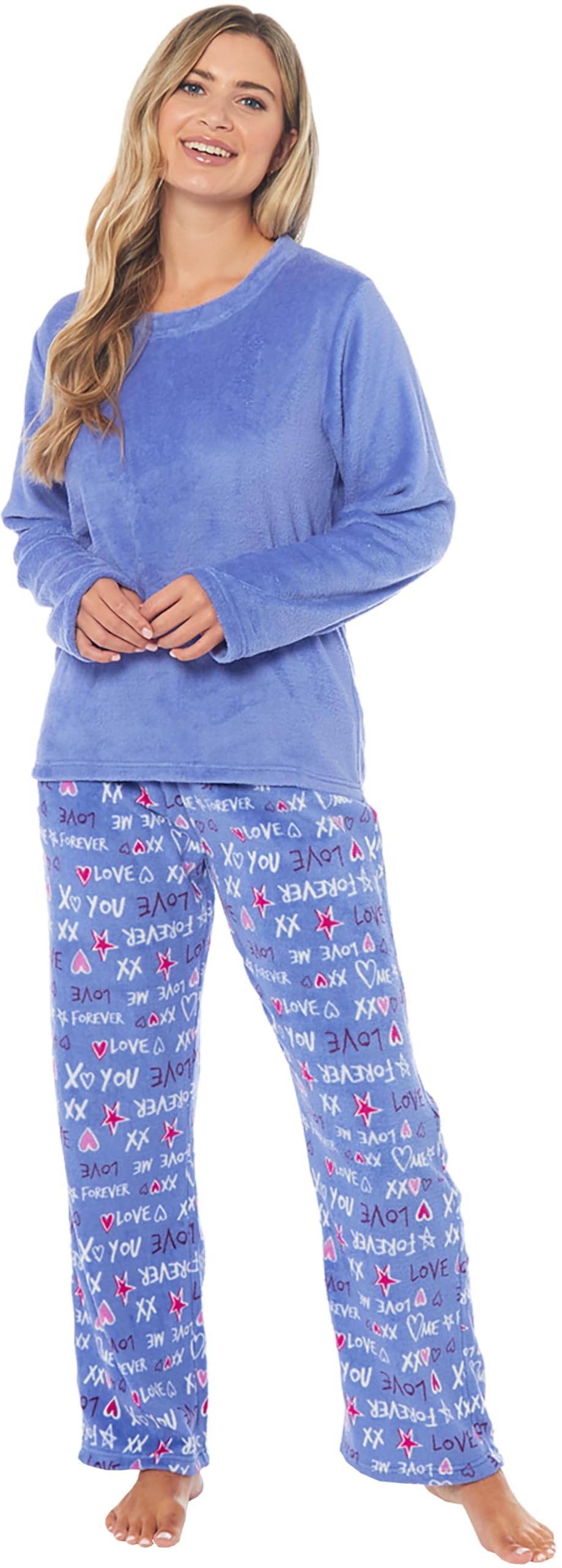 Kate Morgan Women's Lilac Pyjamas Warm Fleece Pj For Sets Pjs S-Xl | Soft Twosie Pyjama Set For Gifts For Her Xl