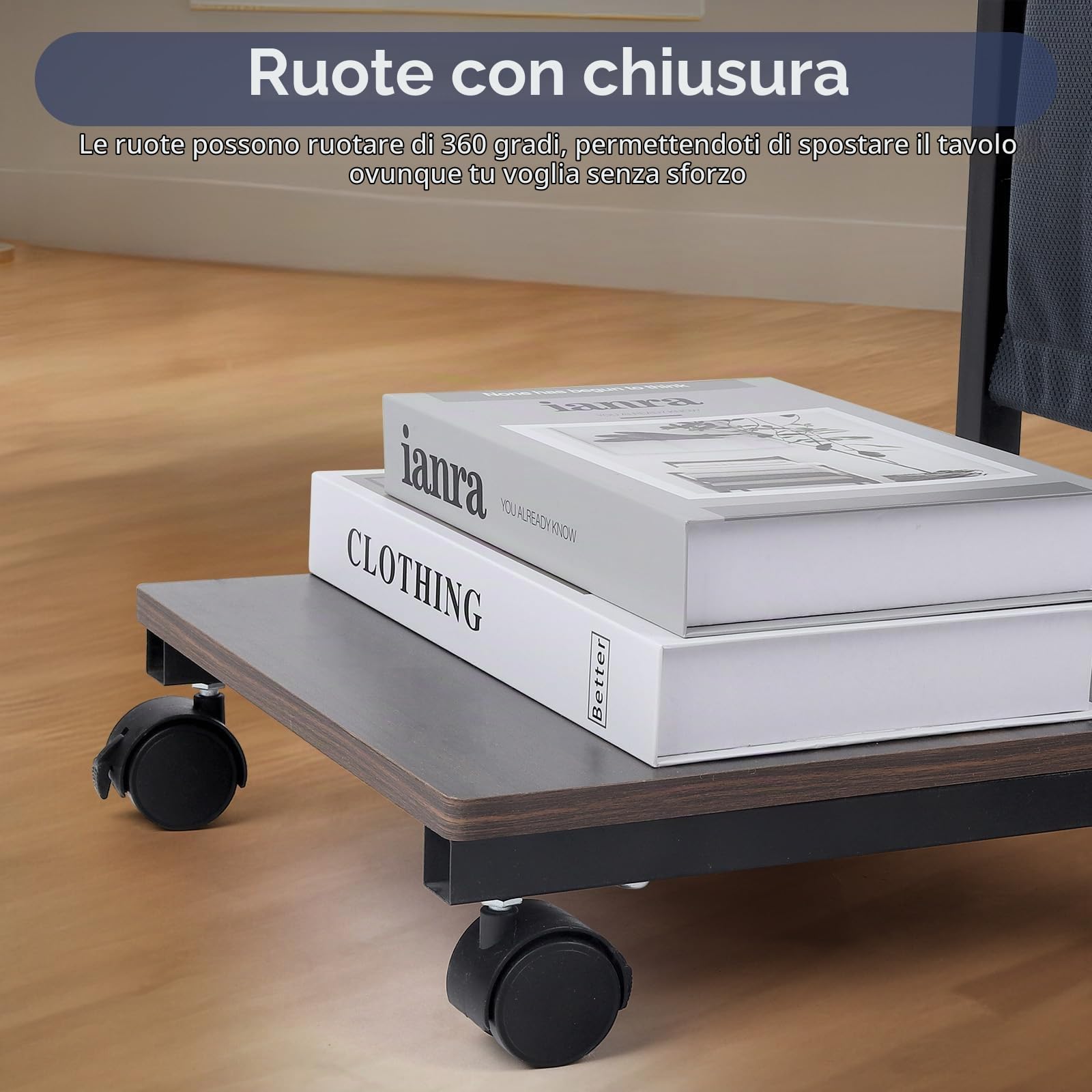 comfoyar Tavolino a Forma di C con Ruote, Tavolino da Divano in Legno per Sedia Reclinabile, Tavolini da Caffè a Mobile con Borsa Portaoggetti per Piccoli Spazi, Soggiorno, Camera da Letto, Ufficio