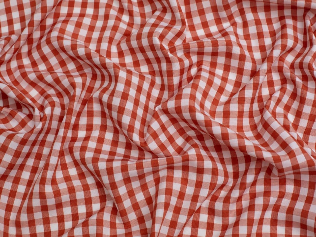 Minerva Rust Core Range 1/4 Inch Check Gingham Fabric - Lightweight & Suitable For Dressmaking - Approx Width: 112.5Cm / 45" - Sold Per Metre