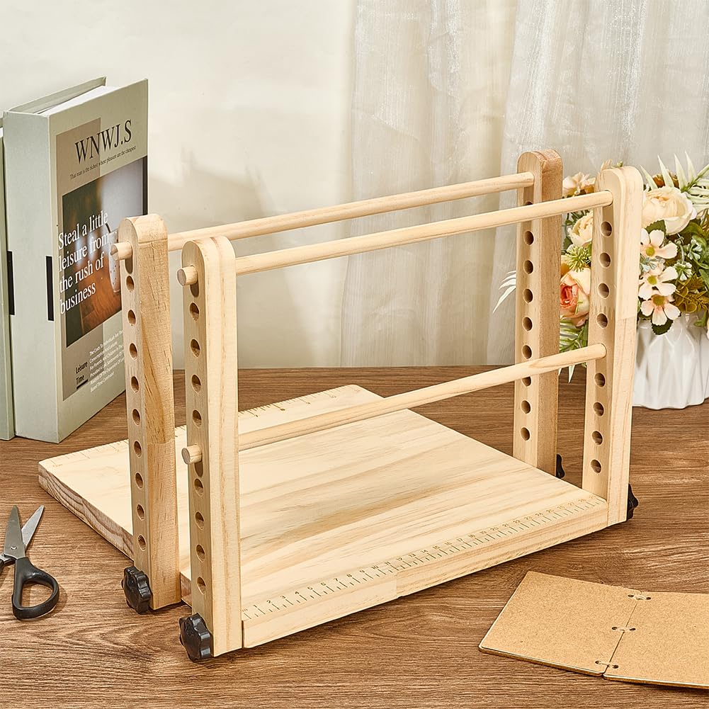 BENECREAT Telaio per Rilegatura di Libri In Legno, Supporto Pieghevole Regolabile per Libri per Lavori di Rilegatura Fai Da Te e Forniture, 30x30cm