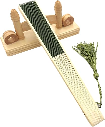 Miniatura 7 de FANSOF.FANS Abanico de mano plegable de mano de tela con borla de grado A, varillas de bambú para mujeres y niñas, fiesta de verano, eventos, Azul