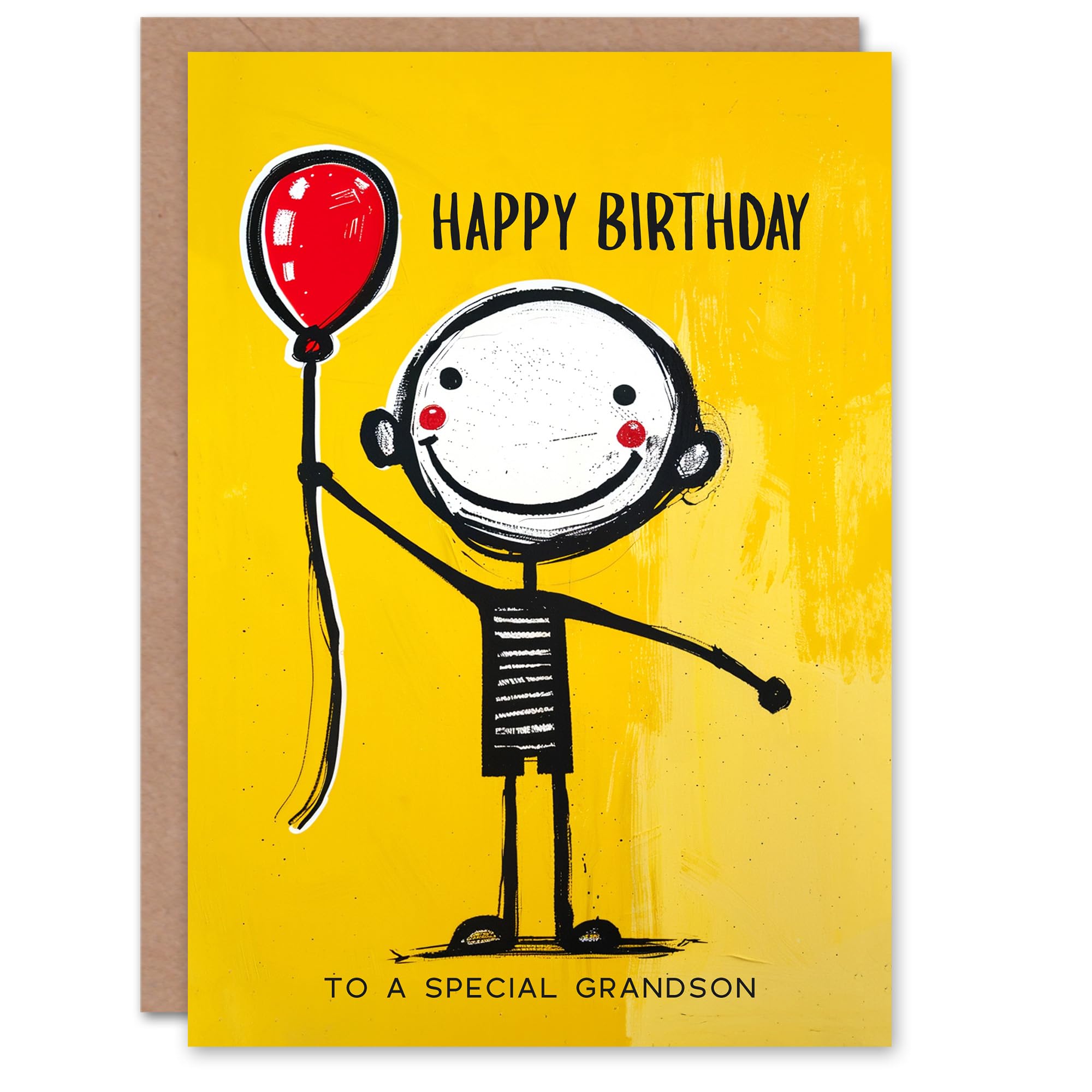 Artery8 Happy Birthday Card to a Special Grandson Fun Colourful Balloon Boy Cheerful