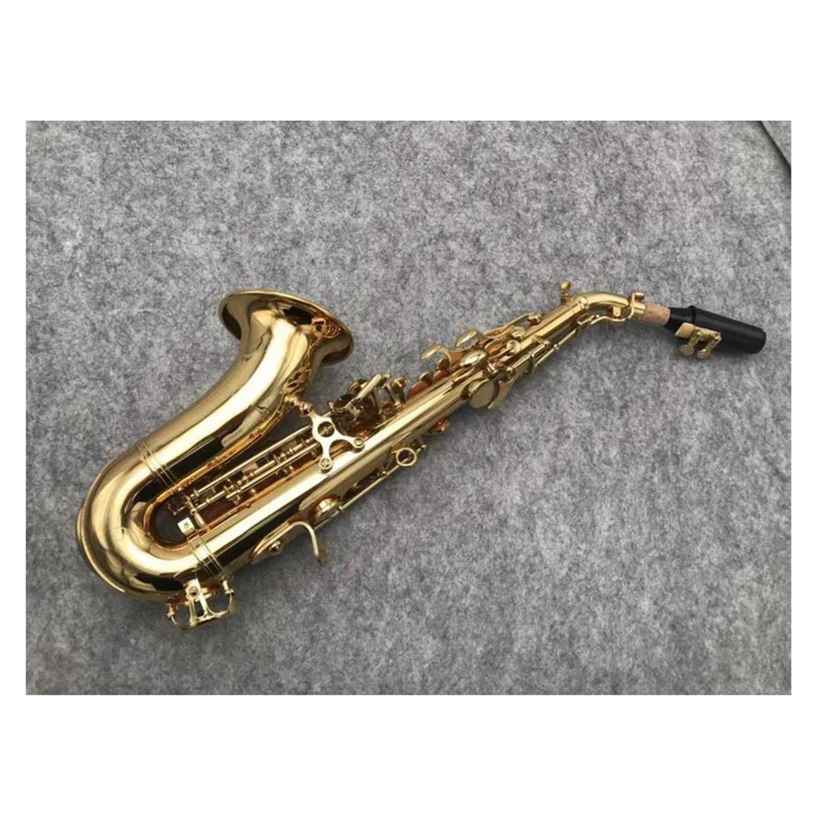 Saksofon Zakrzywiony Instrument Muzyczny Saksofon Sopranowy. Lakierowany Złoty Mosiężny Profesjonalny Saksofon
