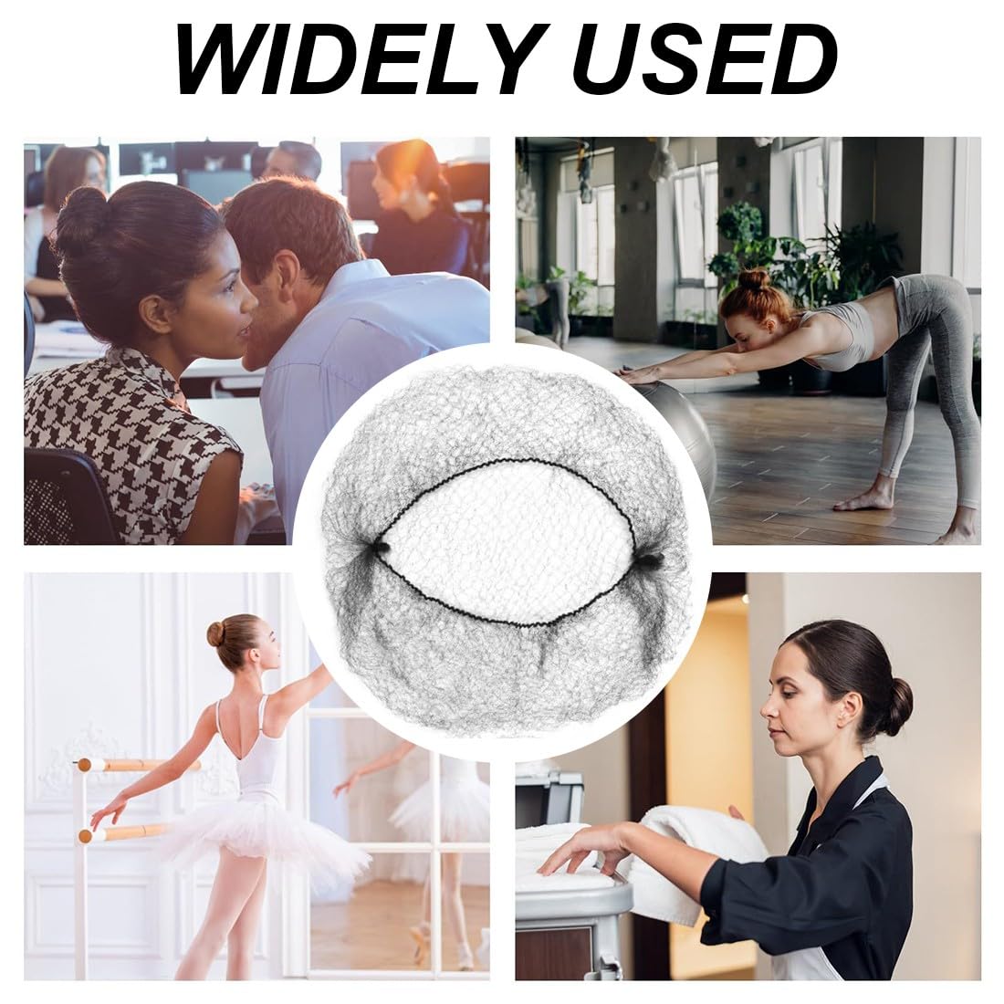 Retine per Capelli Chignon,40 Pezzi Retina per Capelli,con 50 Forcine a Forma di U per Donne,Rete Invisibile per Chignon,per Cameriera,Infermiera,Hostess,Ballerine,Chef