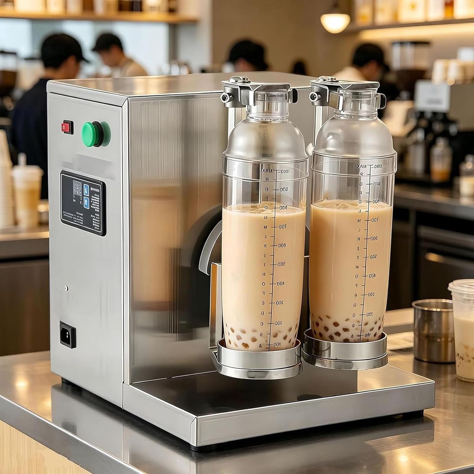 Pnpaea Electric Milk Tea Shaker,120W Bubble Tea Shaker Machine, Automatic Commercial Cups Quiet, with 2X 1000 ML PC Cups, for Boba Tea Milk Tea Coffee Juice