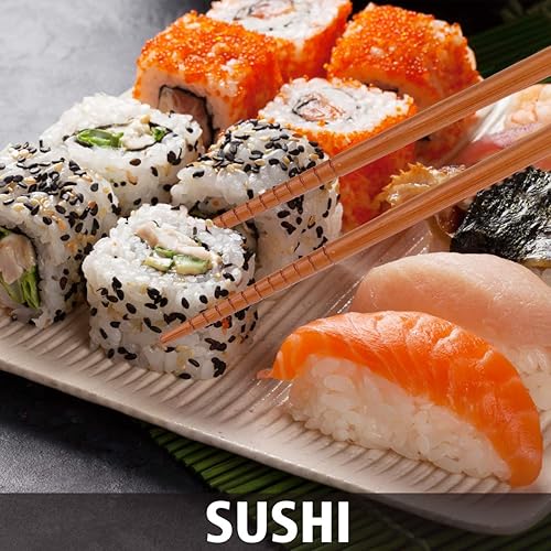 Vista 47 de GLAMFIELDS Palillos reutilizables de madera natural japonesa estilo clásico 5 pares de palillos ligeros tallados a mano seguros para cortar 8.8