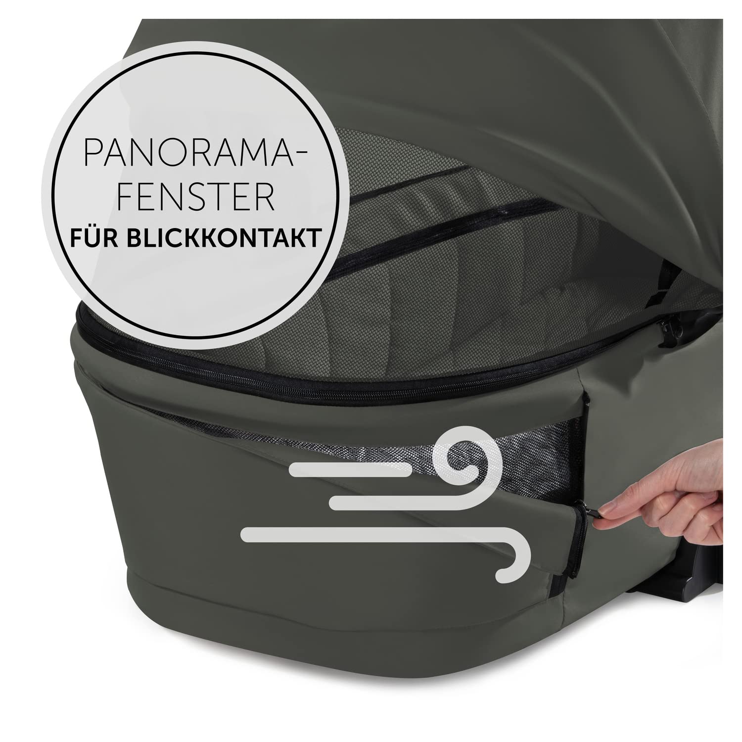 Hauck Babywanne UPF 50+ XXL Panoramafenster Walk N Care Kinderwagen Neugeborene 9 kg Dark Olive