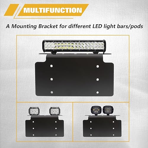 Miniatura 5 de Xotic Tech - Soporte de montaje para placa de matrícula para parachoques delantero de auto, barra de luz LED todoterreno, compatible con la mayoría