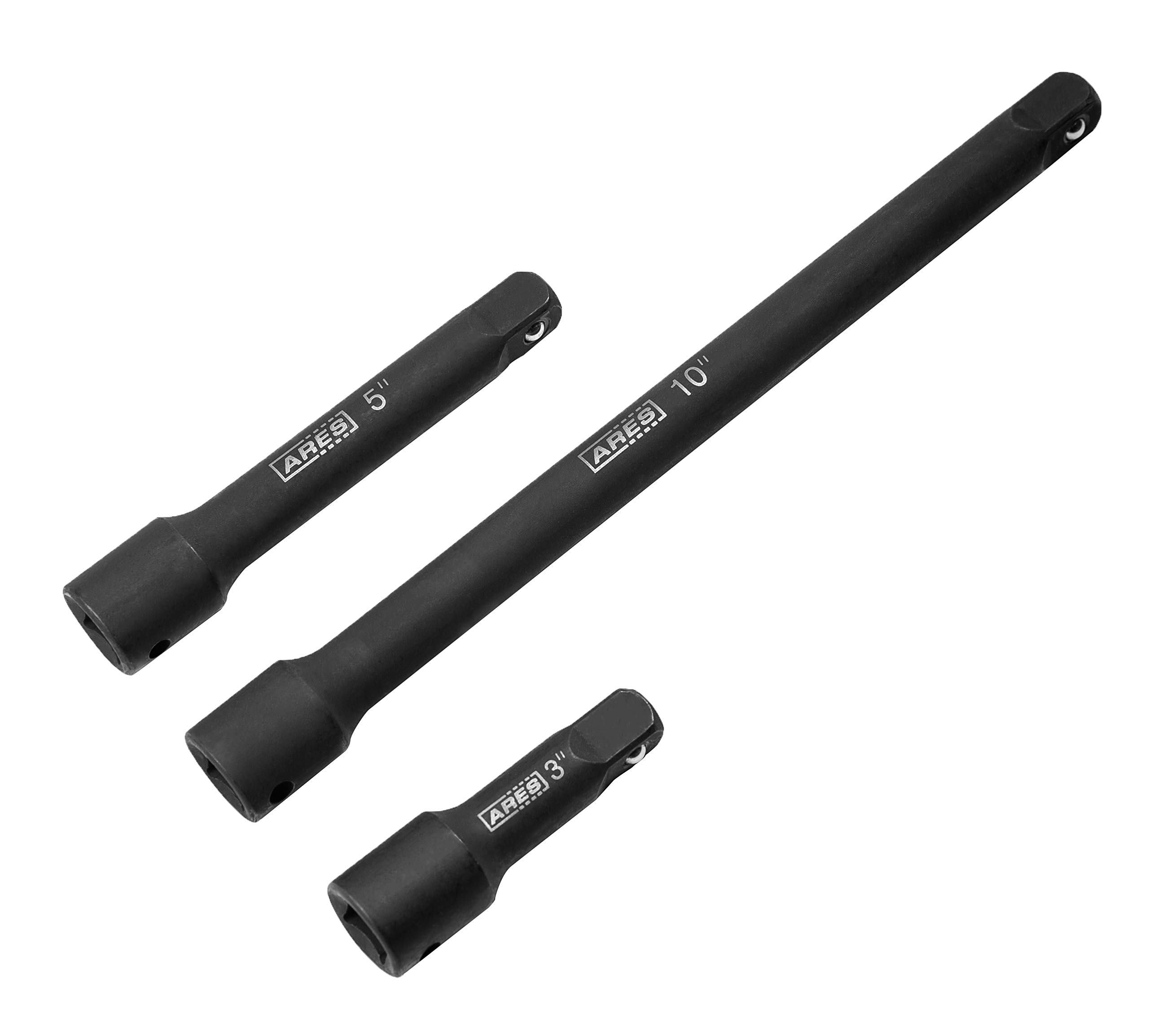 ARES 70031-1/2-Inch Drive Impact Extension Bar Set - 3-Inch, 5-Inch, and 10-Inch Laser Etched Socket Extensions Expand the Range of Impact Drivers