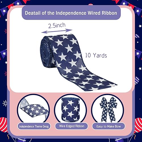 Miniatura 10 de 1 rollo de cinta de Pascua de lunares pastel con alambre de cinta de Pascua para cestas de 2.5 pulgadas, 10 yardas, cinta de primavera, puntos de