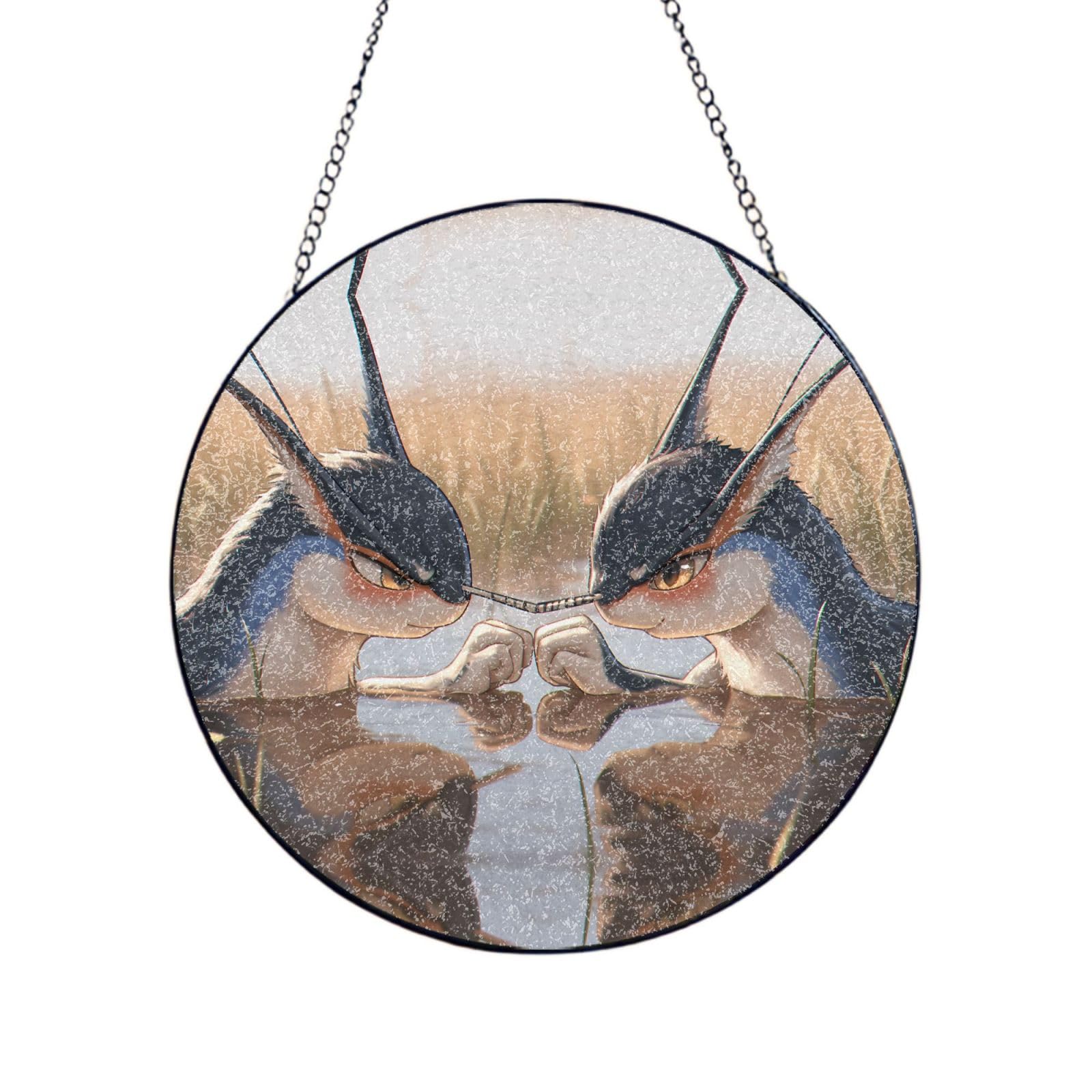 Poezjzw Stained Glass Window Hanging - Spiky Beast In Water Sun Catcher For Door Garden Home Decor Christmas Mother'S Day Birthday Gifts 6in（15cm）