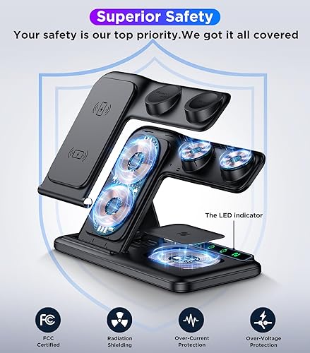 Miniatura 3 de Cargador inalámbrico para múltiples dispositivos iPhone y Samsung, estación de carga portátil de Apple para iPhone 1514131211ProMaxPlus, para Apple