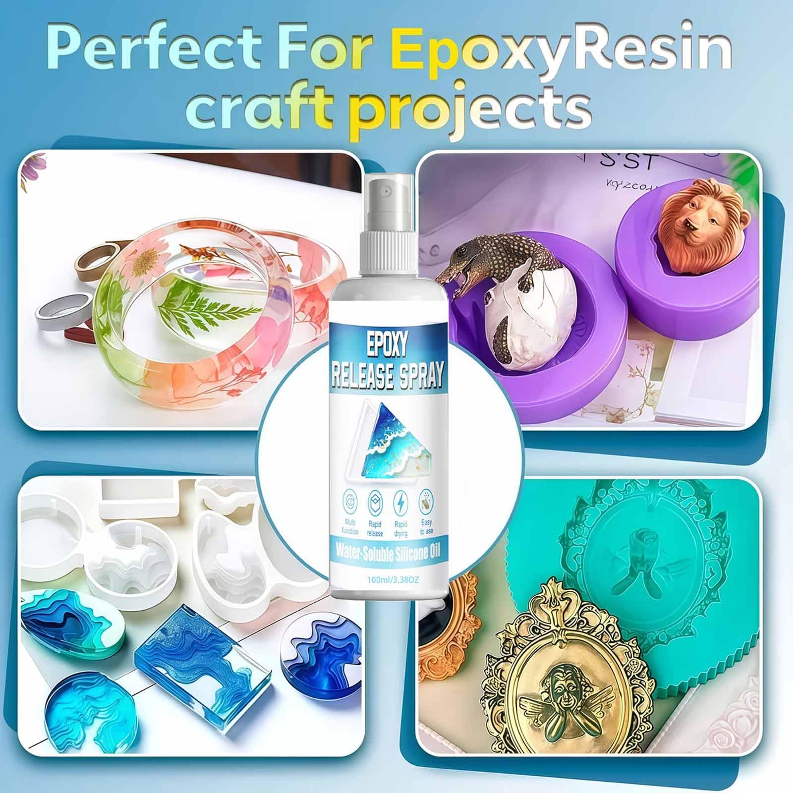 Spray di rilascio dello stampo epossidico con pennello, agente di rilascio del silicone ad asciugatura rapida per resina, candela, sapone, colata di cemento e gesso, lubrificante (7PCS)