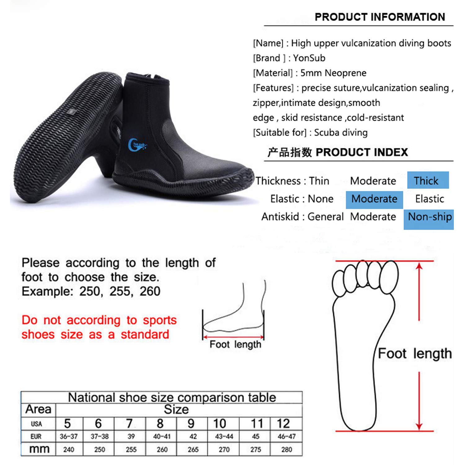 Botas de buceo de neopreno de 5 mm, zapatos de buceo, antideslizantes, zapatos de buceo, botas de esnórquel, calcetines de agua, botines para surf, deportes acuáticos