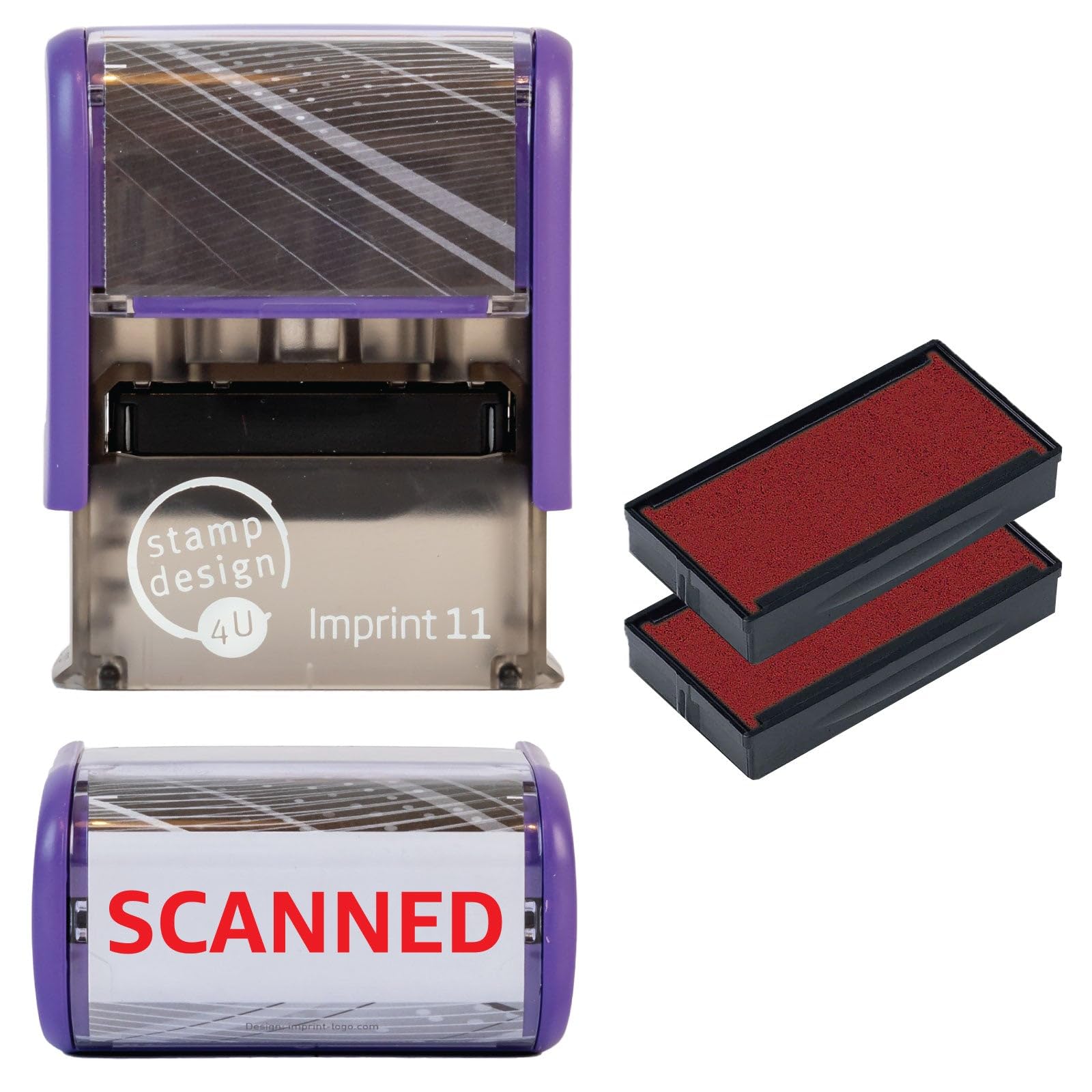 Scanned Self Inking Rubber Stamp for Stamping Your Scanned Documents - Red Scanned Stamp with 2 Extra Inkpad