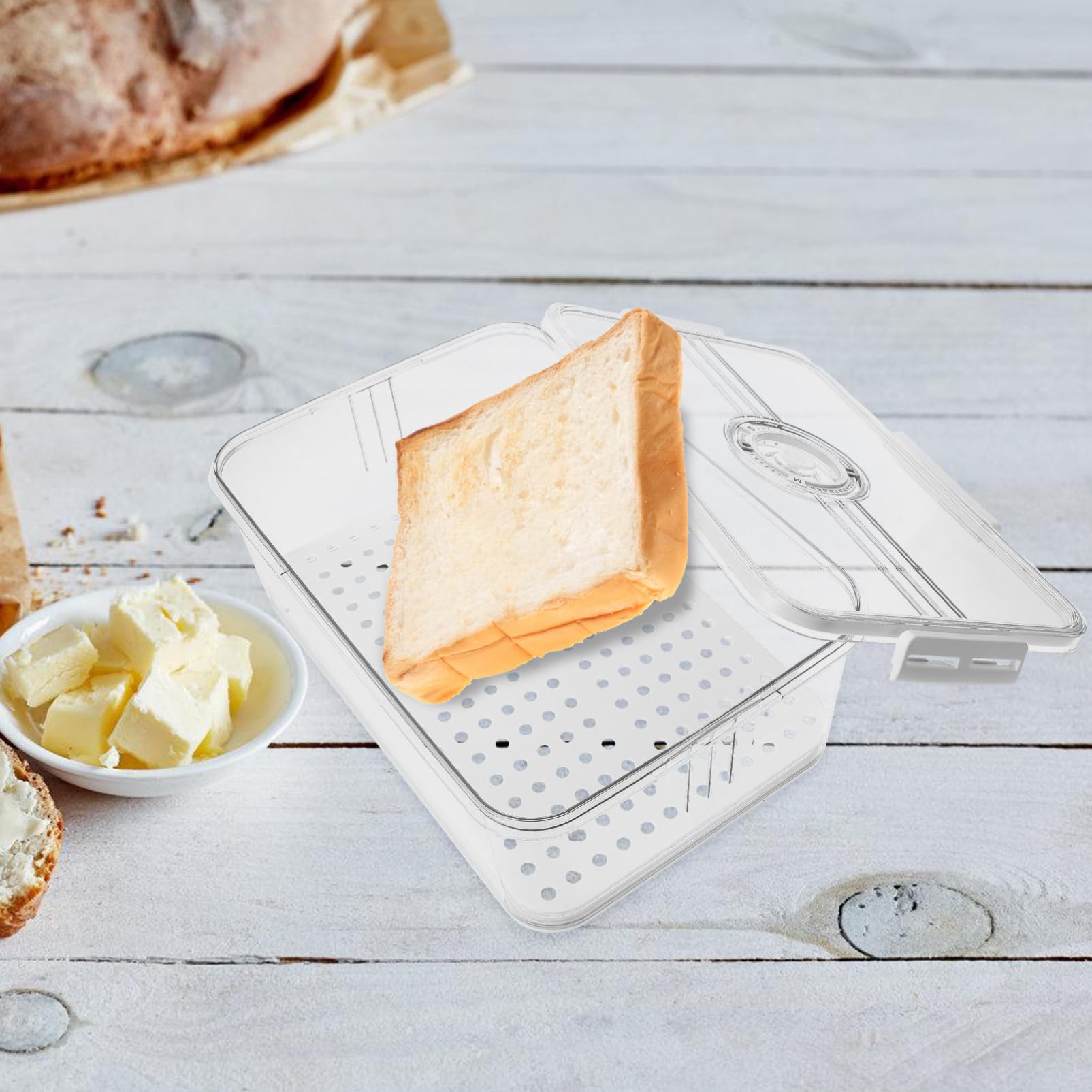 Brotkasten Kunststoff Zeiterfassung für Selbstgebackenes Brot Xxl Luftdicht mit Deckel Frischebox und Küchenarbeitsplatte