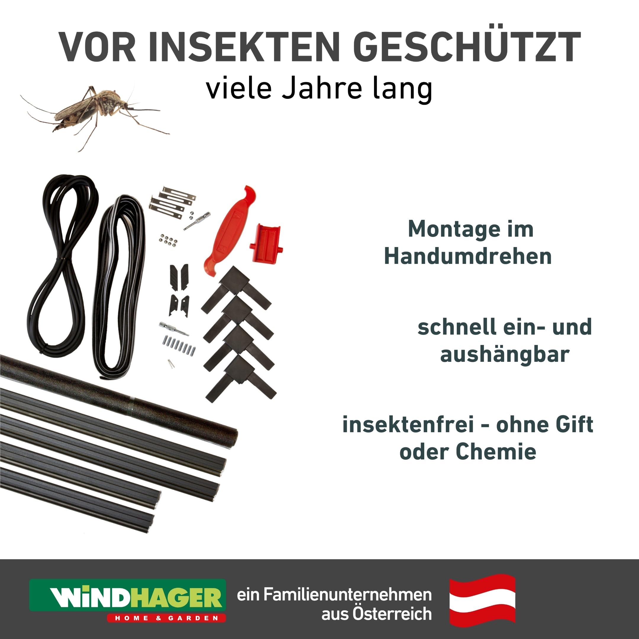 Windhager Insektenschutz Expert Spannrahmen für Fenster, Fliegengitter Alurahmen für Fenster, 100 x 120 cm, anthrazit, 04337