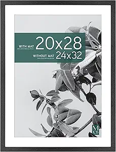 MCS Studio Gallery 24x32 Matted Poster Frame with 20x28 Picture Display, Black Woodgrain Vertical & Horizontal Wall Hanging Large Picture Frame for Photos, Posters & Art Prints (1-Pack)