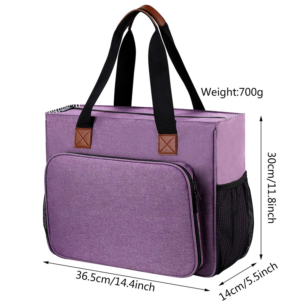 Stickerei-Projekt-Tasche, Sticksets, Aufbewahrungstasche, multifunktionale Tasche für Häkelnadeln, Stickgarn, Organizer, String, Armband, Nähgarn, Zubehör (lila, doppellagig)
