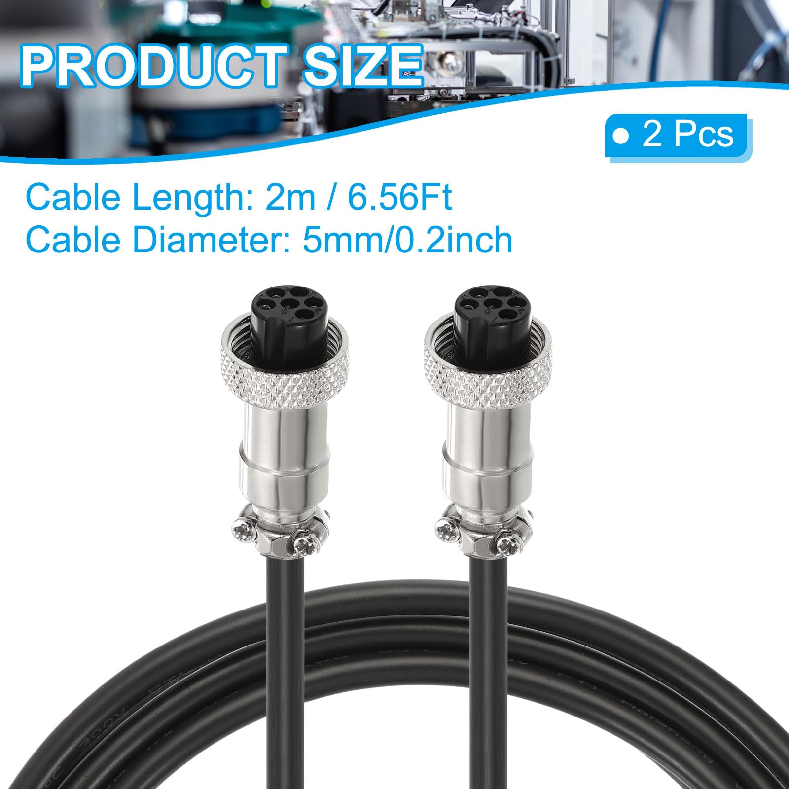 PATIKIL GX12 6 Pin Aviation Sensor Cable 2M / 6.6 Ft - Image 2