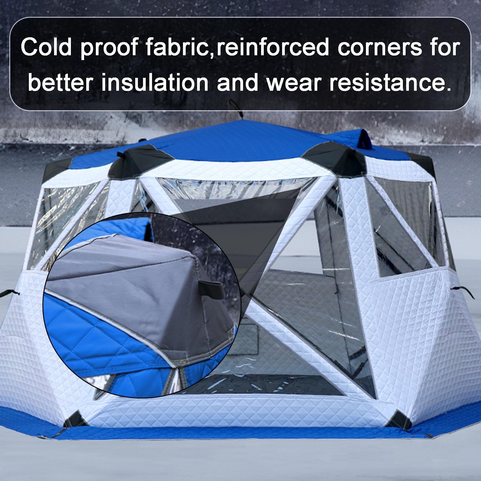 Ice fishing tent Namiot wędkarski pod lodem dla 4-6 osób, przenośny, z wyjmowaną matą podłogową, idealny na piesze wędrówki