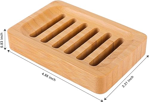Miniatura 3 de Jabonera de bambú autodrenante soporte de barra de jabón antideslizante para barra de jabón, bandejas de jabón de madera utilizadas en baño, cocina,