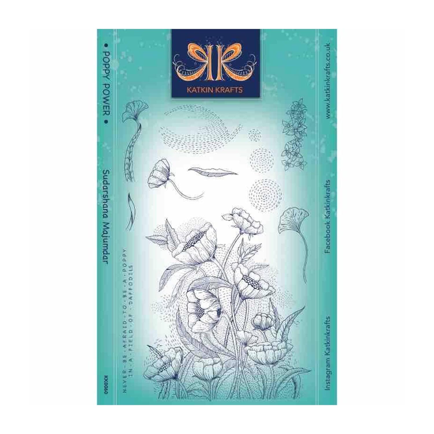 Katkin Krafts Transparent Poppy Power 6 In X 8 In Clear Stamp Set, 6 X 8 In