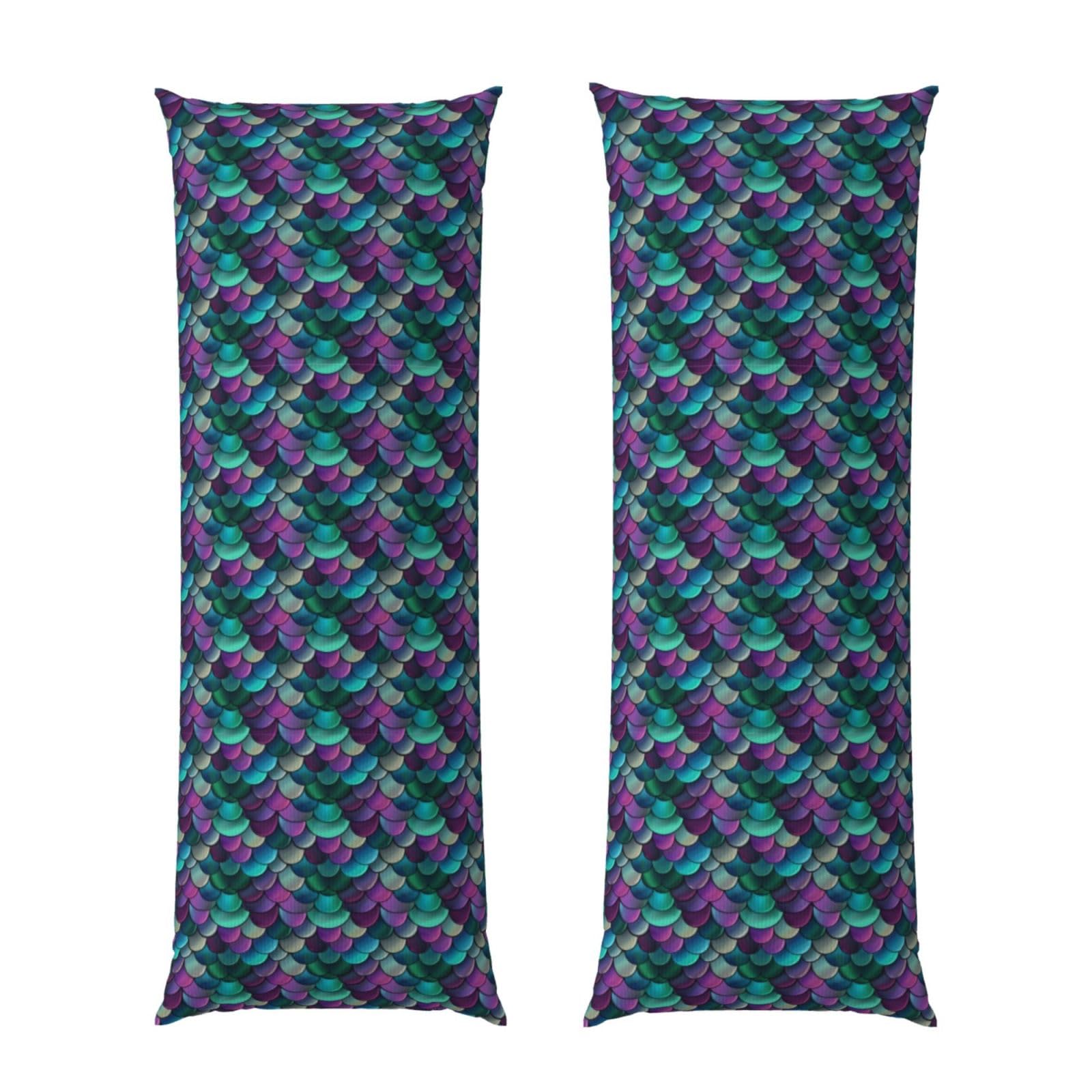 Body Pillowcase 20x60 Inch, Purple Turquoise Sparkling Mermaid Scales Pattern, Luxury Soft Pillow Cover with Zipper, Breathable Microfiber Fabric, for Men Women Bedroom Couch