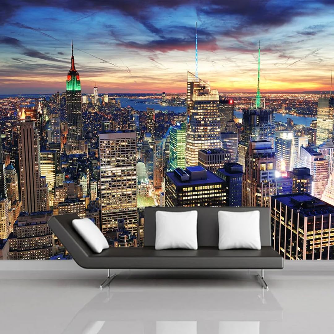 XINRUYI 3D Mural Wallpaper City Architecture Night Scene Wallcovering Art Stickers Bedroom Living Room Decoration