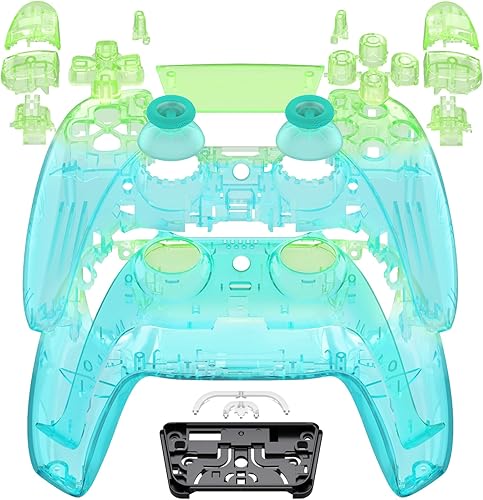 Vista 13 de eXtremeRate Juego completo de carcasa de repuesto con botones y cubierta de panel táctil, placas delanteras y traseras transparentes compatibles